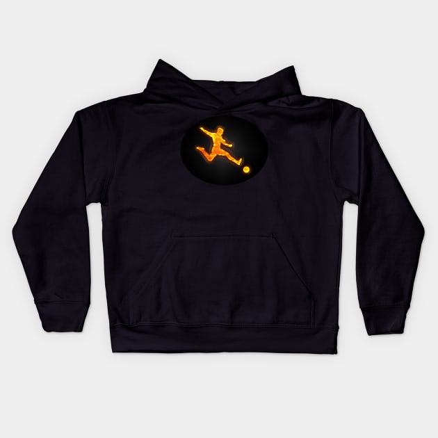 Soccer player kicking a Soccer ball Kids Hoodie by The Black Panther